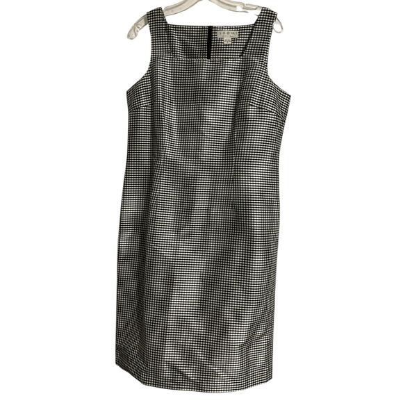 SHOMI by Willie Shor Sheath Dress 100% Silk SZ 12 Checkered Sleeveless Lined - Picture 2 of 11